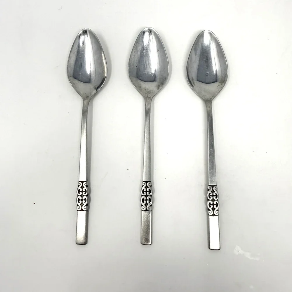 International Stainless Deluxe Danish Scroll Tablespoons Set of 3 Spoons 7.25 in